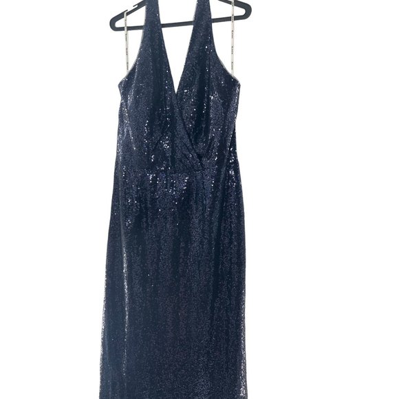 NWT Jasmine Midnight Sequence Halter Formal Gown - Picture 5 of 8